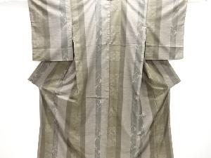 縞に草葉・麻の葉模様織り出し本場泥大島紬着物(9マルキ)